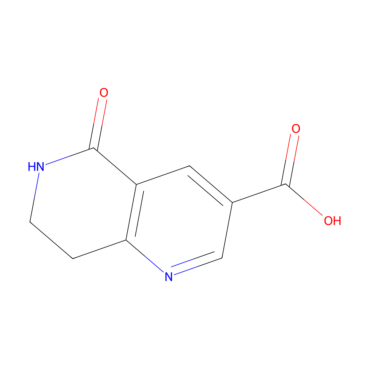 5-Oxo-5,6,7,8-tetrahydro-1,6-naphthyridine-3-carboxylic acid molecular structure, CAS 1823968-78-0