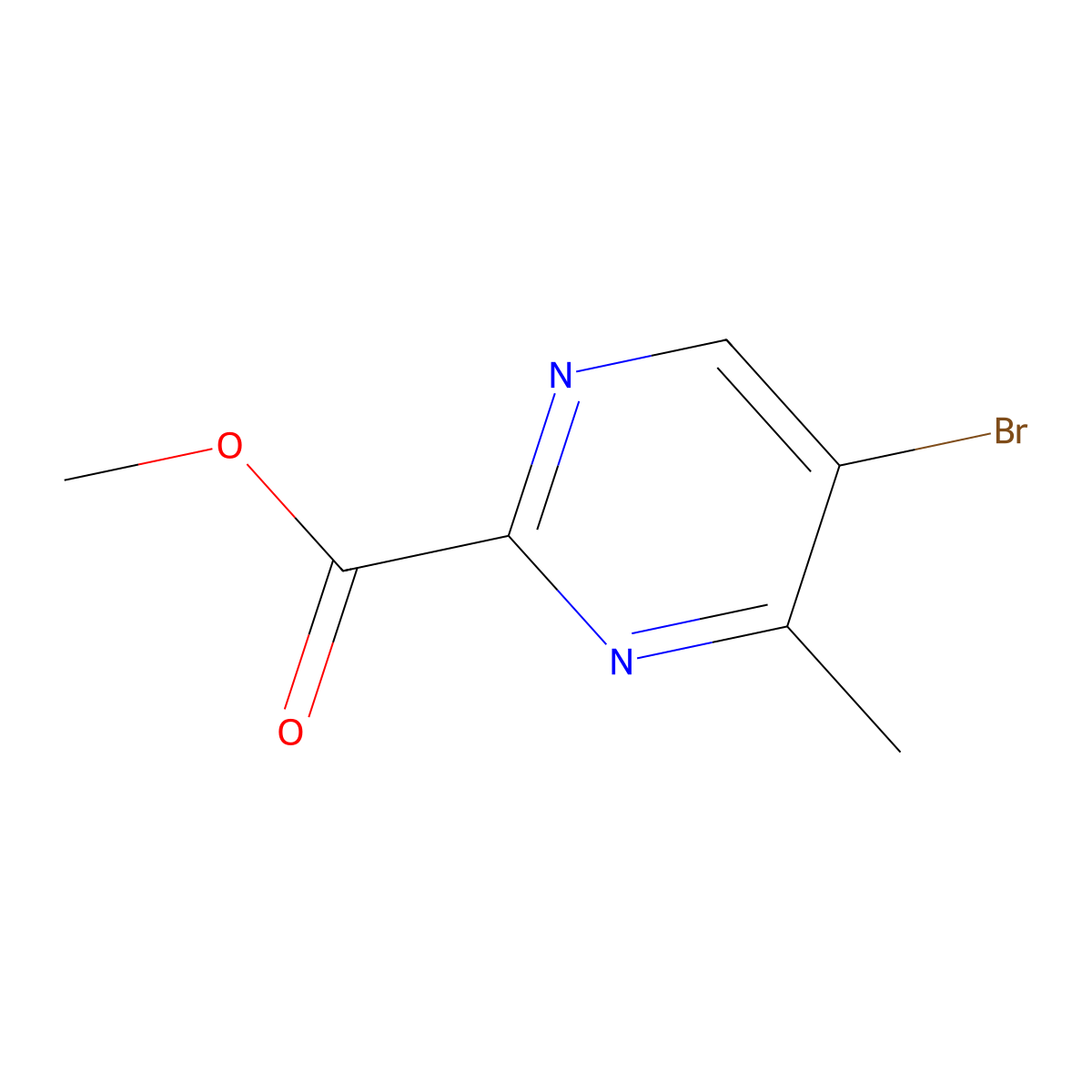 Methyl 5-bromo-4-methylpyrimidine-2-carboxylate molecular structure, CAS 1823969-59-0