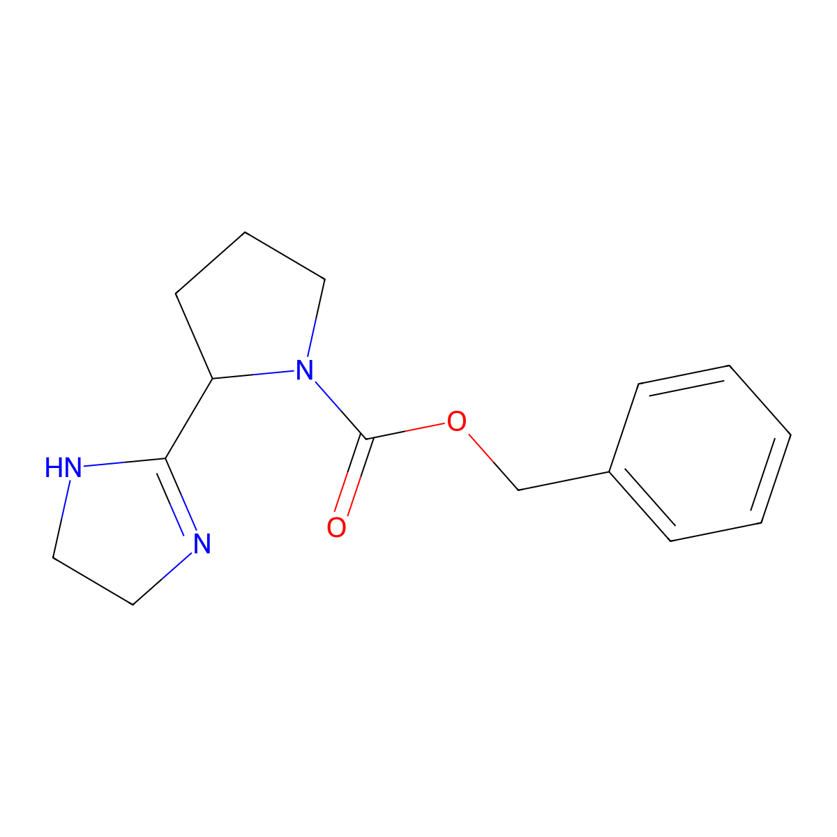Benzyl 2-(4,5-dihydro-1H-imidazol-2-yl)pyrrolidine-1-carboxylate molecular structure, CAS 1823969-60-3