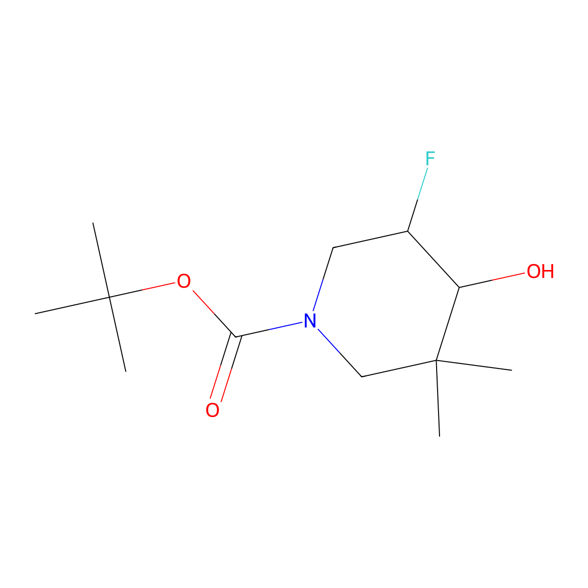 trans-3-Fluoro-4-hydroxy-5,5-dimethylpiperidine-1-carboxylic acid tert-butyl ester molecular structure, CAS 1823973-62-1