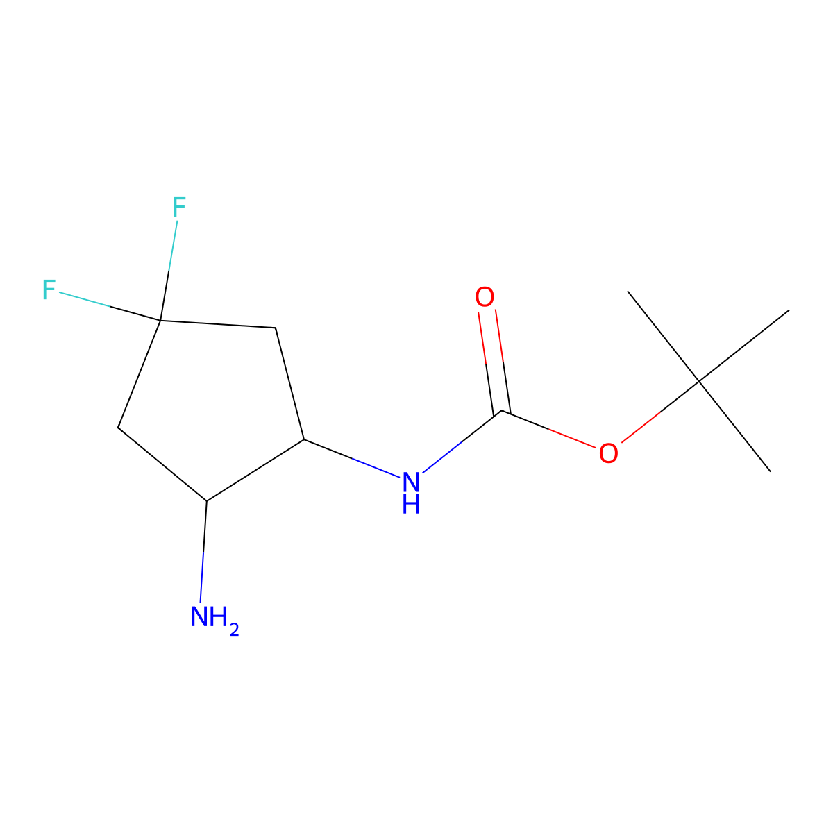 tert-butyl N-(2-amino-4,4-difluorocyclopentyl)carbamate molecular structure, CAS 1823973-82-5