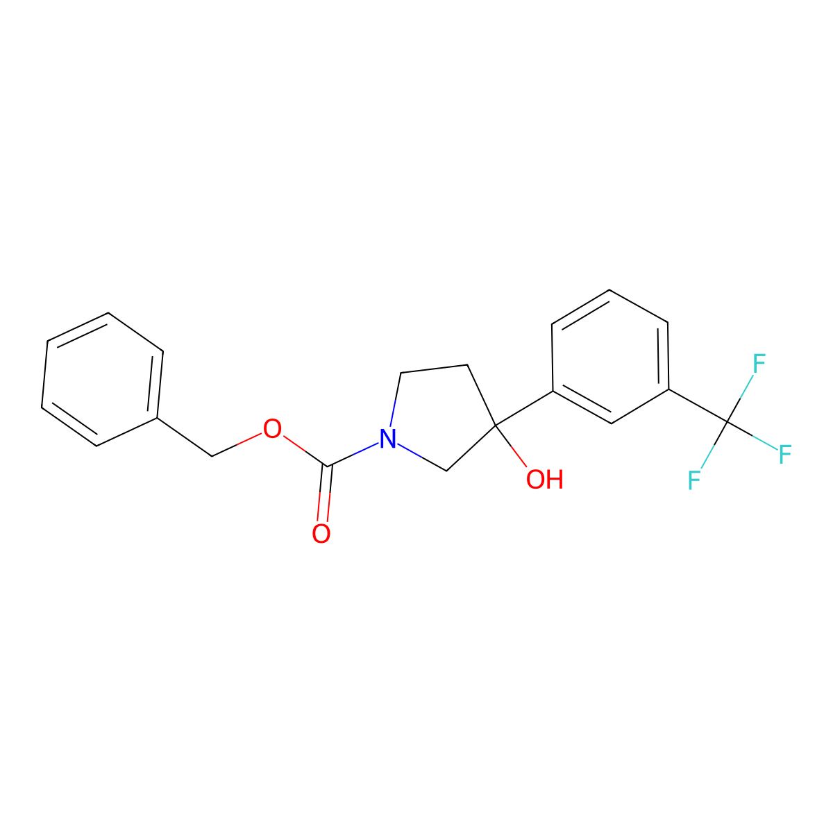 Benzyl 3-hydroxy-3-[3-(trifluoromethyl)phenyl]pyrrolidine-1-carboxylate molecular structure, CAS 1823974-29-3