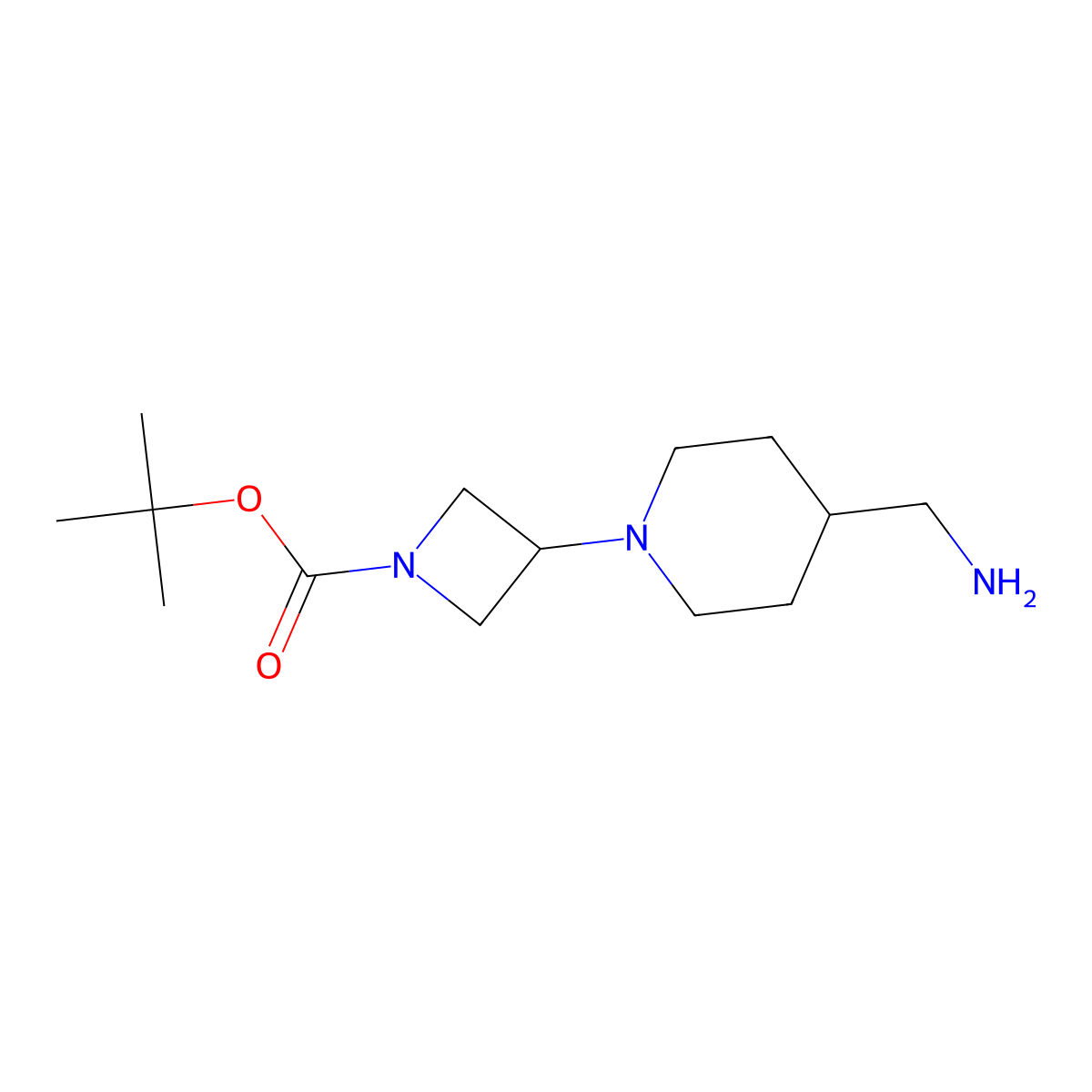 Tert-butyl 3-[4-(aminomethyl)piperidin-1-yl]azetidine-1-carboxylate molecular structure, CAS 1823976-86-8