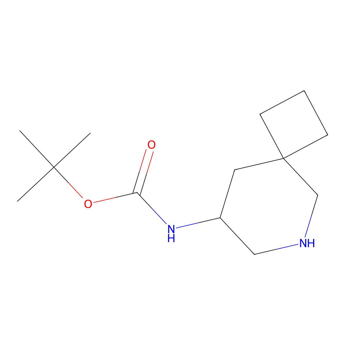 tert-butyl N-(6-azaspiro(3.5)nonan-8-yl)carbamate molecular structure, CAS 1823977-72-5