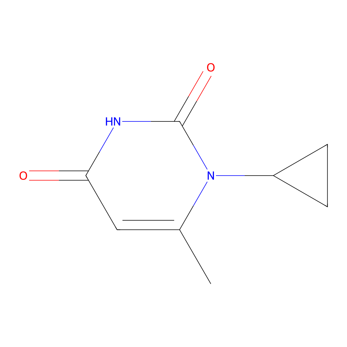1-Cyclopropyl-6-methyl-1,2,3,4-tetrahydropyrimidine-2,4-dione molecular structure, CAS 1823978-46-6