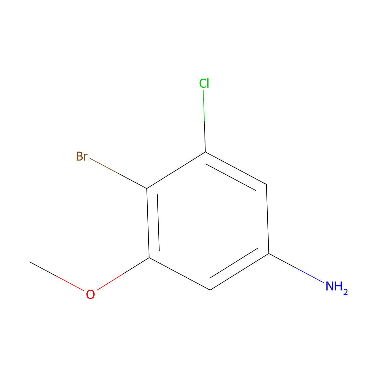 4-Bromo-3-chloro-5-methoxyaniline molecular structure, CAS 1823979-56-1