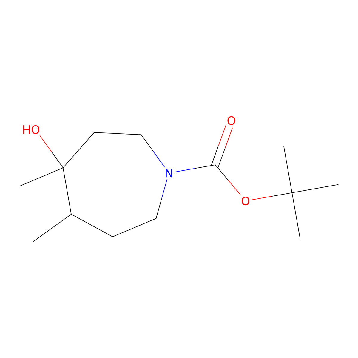 tert-Butyl 4-hydroxy-4,5-dimethylazepane-1-carboxylate molecular structure, CAS 1823981-56-1