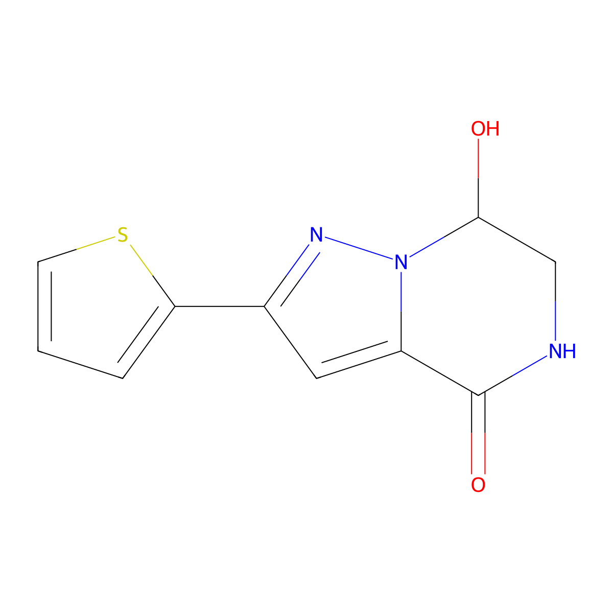 7-hydroxy-2-(2-thienyl)-6,7-dihydropyrazolo[1,5-a]pyrazin-4(5H)-one molecular structure, CAS 1823984-43-5