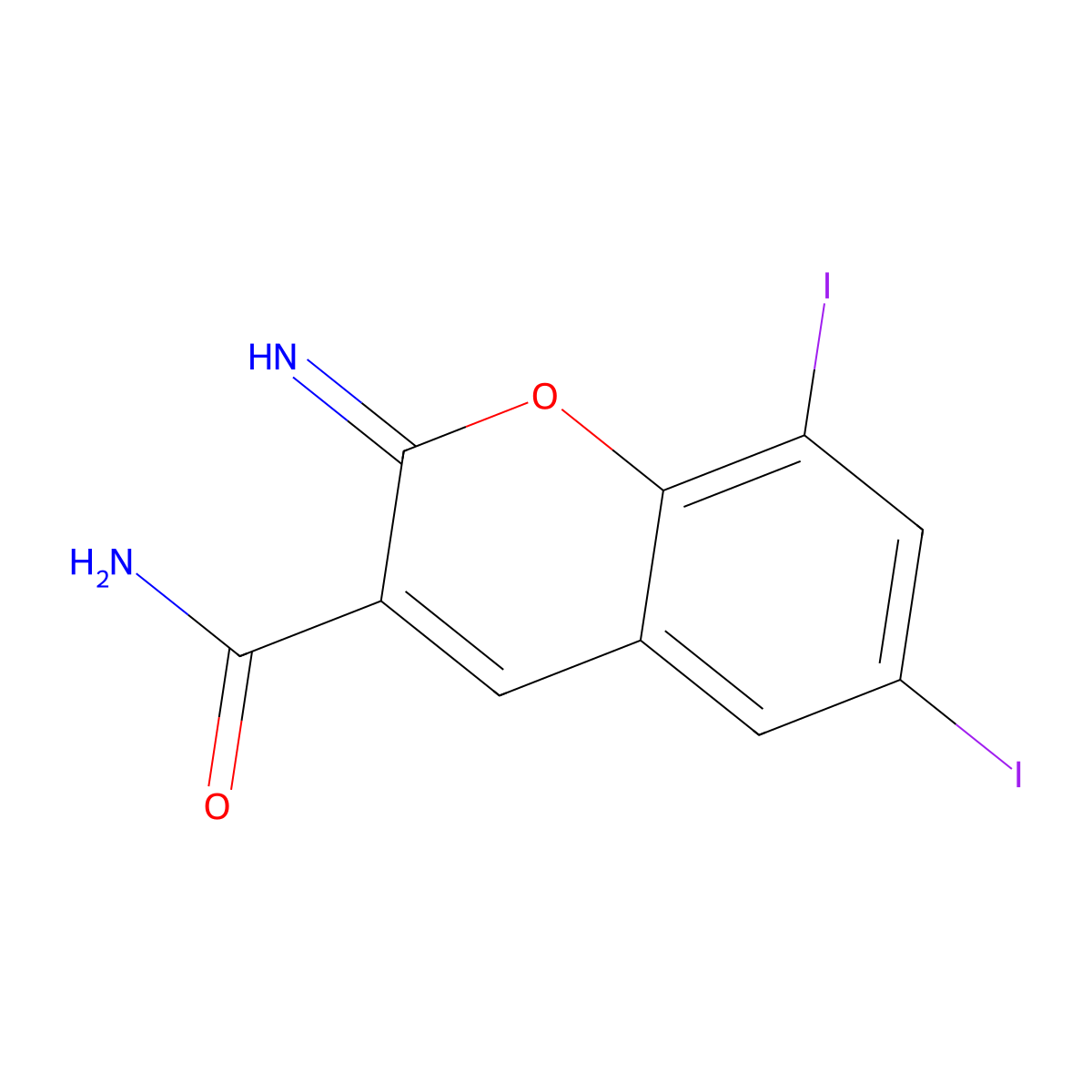 2-imino-6,8-diiodo-2H-chromene-3-carboxamide molecular structure, CAS 1823984-45-7