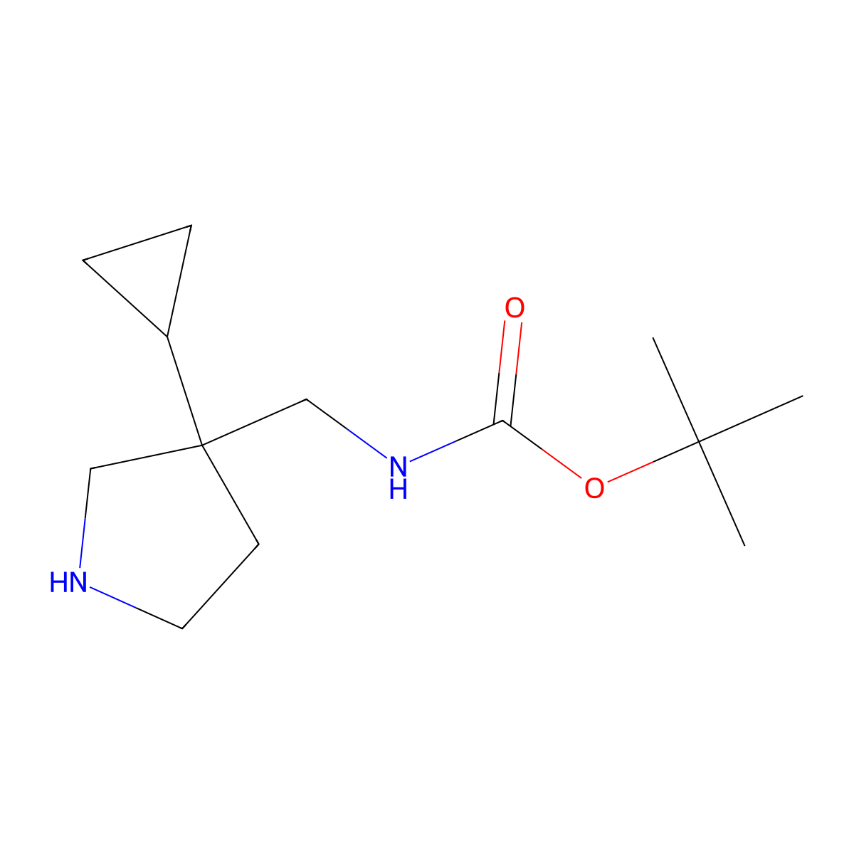 tert-butyl N-[(3-cyclopropylpyrrolidin-3-yl)methyl]carbamate molecular structure, CAS 1823985-31-4