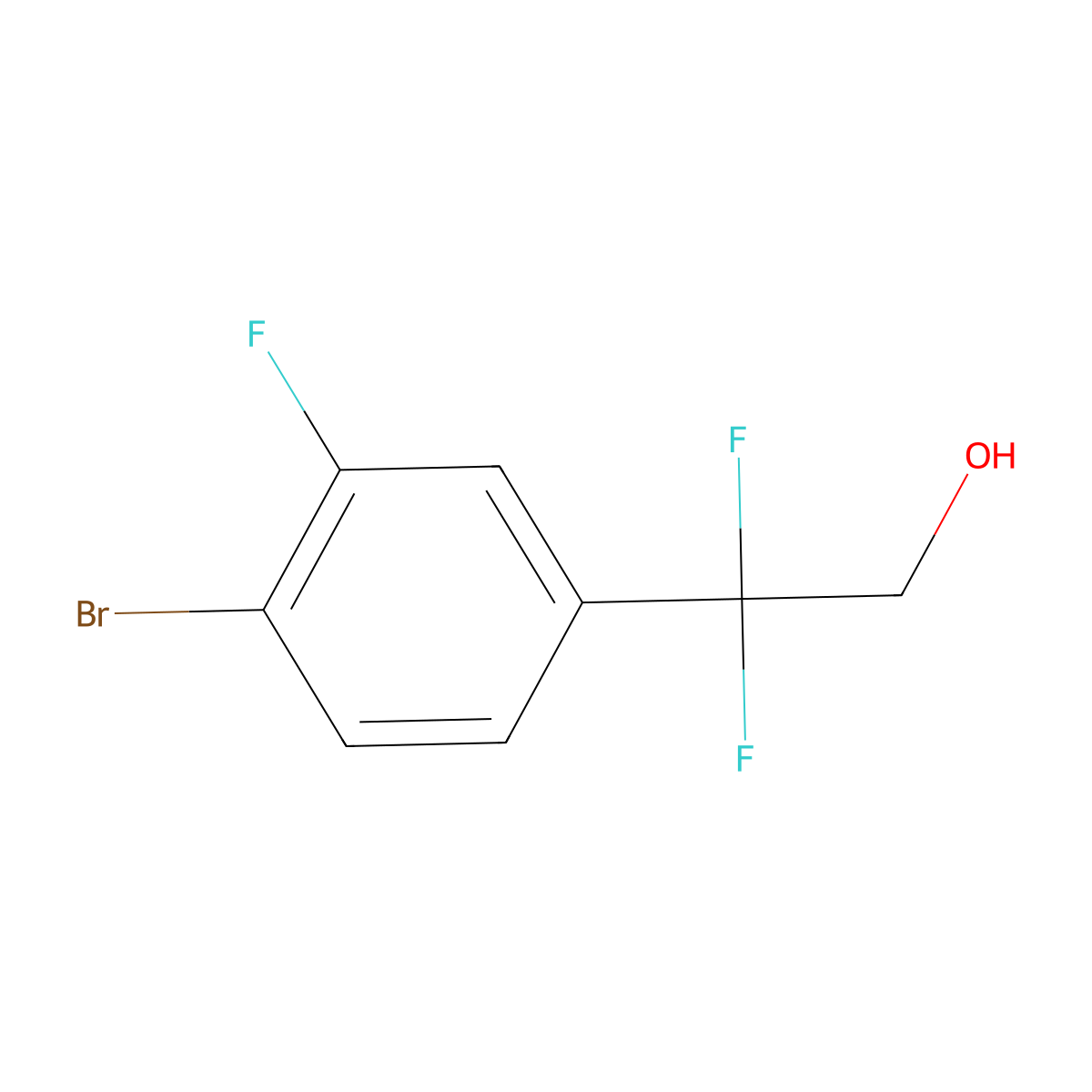 2-(4-Bromo-3-fluorophenyl)-2,2-difluoroethan-1-ol molecular structure, CAS 1823989-97-4
