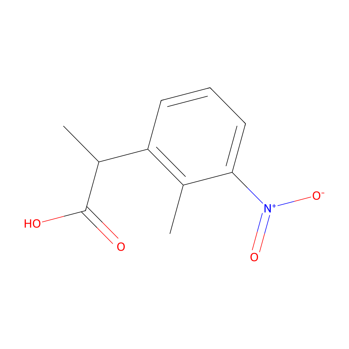 2-(2-Methyl-3-nitrophenyl)propanoic acid molecular structure, CAS 1823991-59-8