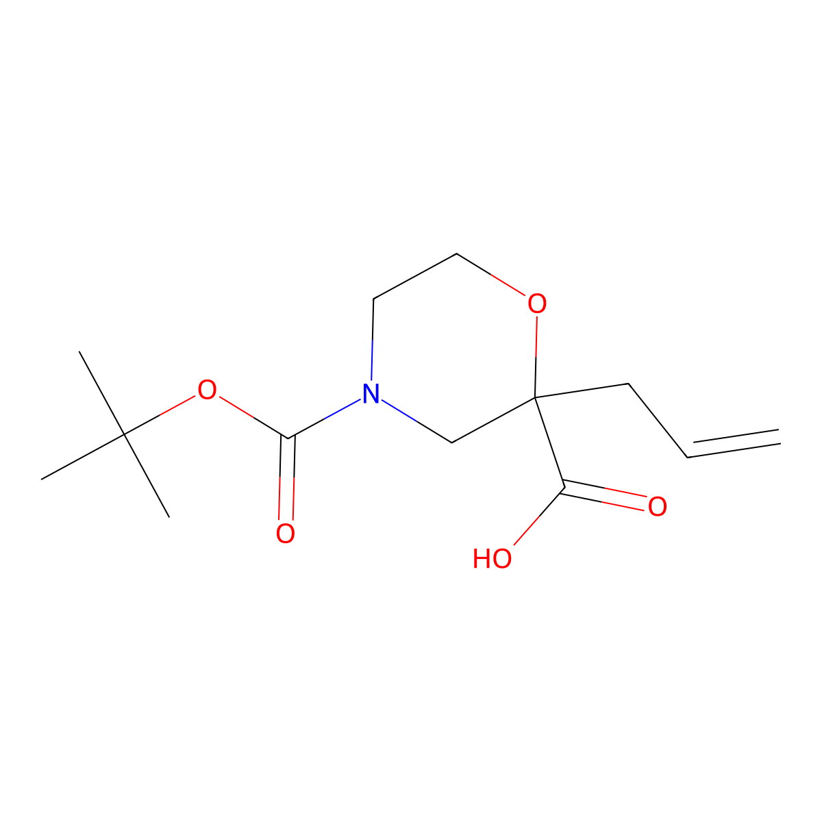 4-((Tert-butoxy)carbonyl)-2-(prop-2-en-1-yl)morpholine-2-carboxylic acid molecular structure, CAS 1823994-60-0
