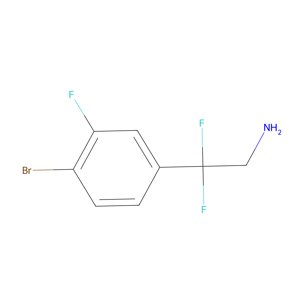 2-(4-Bromo-3-fluorophenyl)-2,2-difluoroethanamine molecular structure, CAS 1823995-20-5