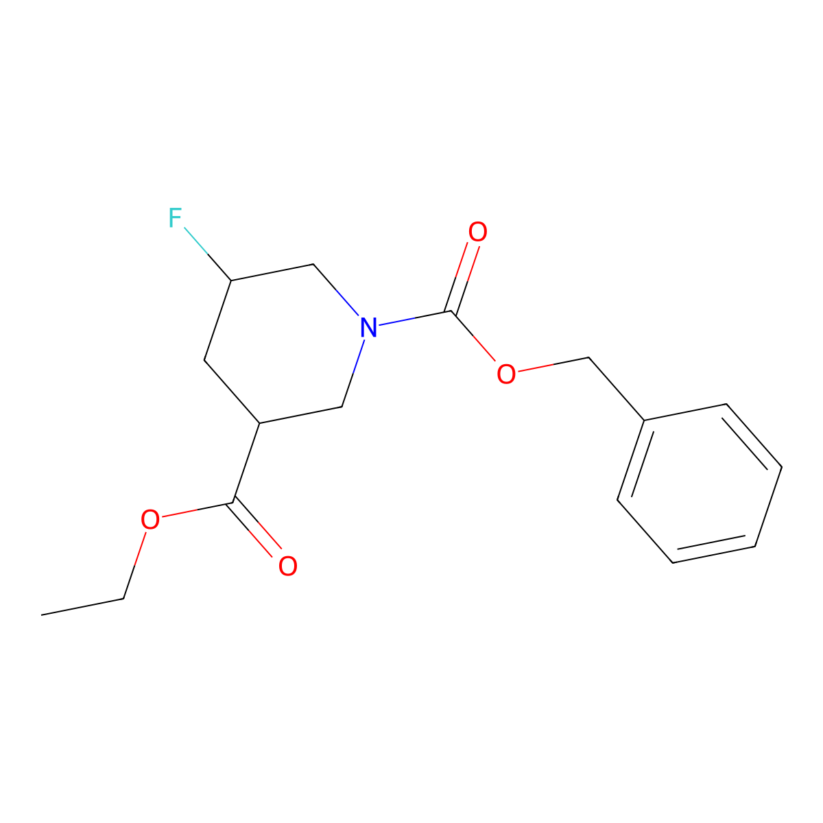 1-Benzyl 3-ethyl 5-fluoropiperidine-1,3-dicarboxylate molecular structure, CAS 1823995-53-4