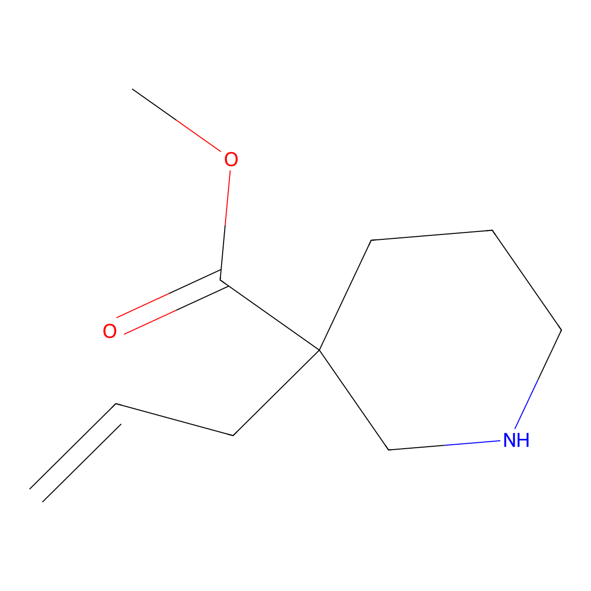 Methyl 3-(prop-2-en-1-yl)piperidine-3-carboxylate molecular structure, CAS 1823996-00-4