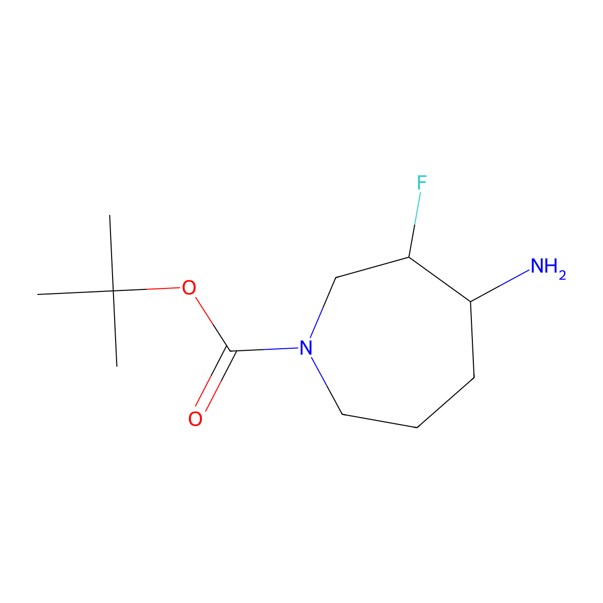 Tert-butyl 4-amino-3-fluoroazepane-1-carboxylate molecular structure, CAS 1823996-36-6
