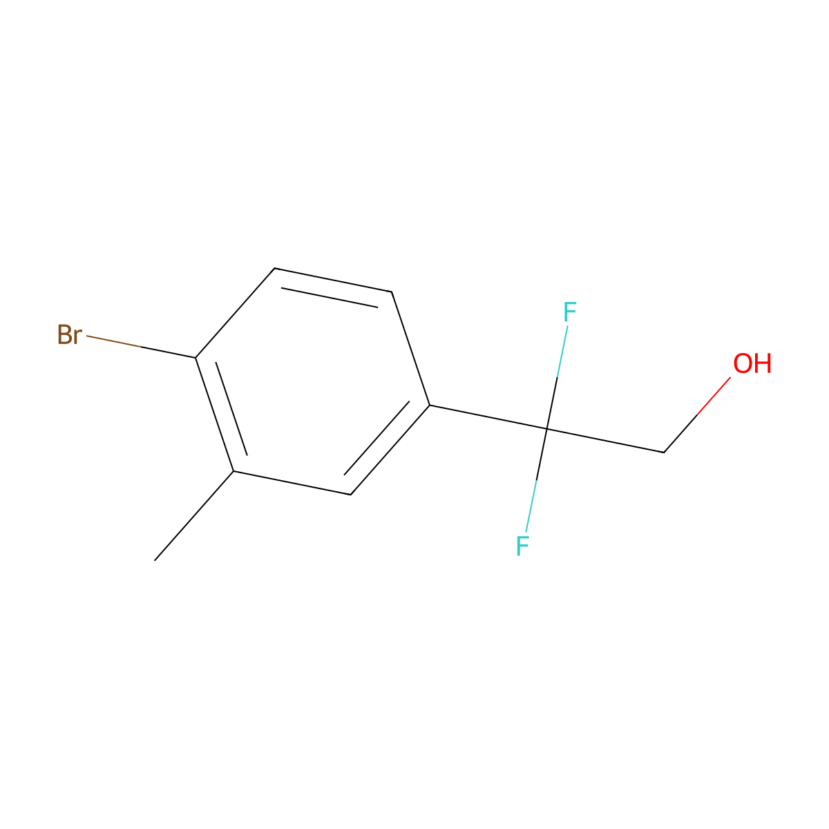 2-(4-Bromo-3-methylphenyl)-2,2-difluoroethan-1-ol molecular structure, CAS 1823996-60-6