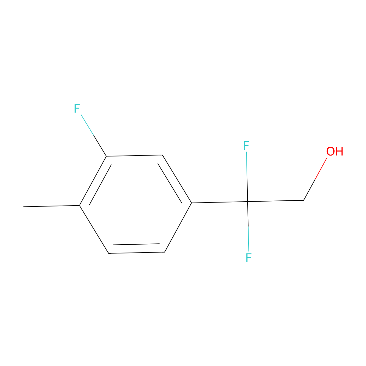 2,2-Difluoro-2-(3-fluoro-4-methylphenyl)ethan-1-ol molecular structure, CAS 1823999-76-3