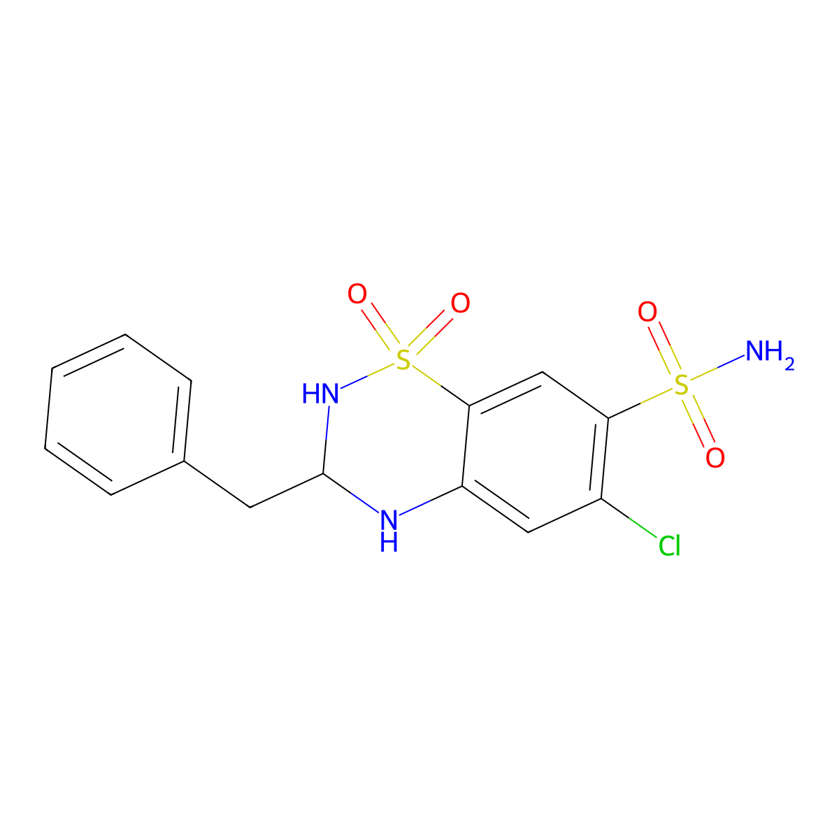 Benzylhydrochlorothiazide molecular structure, CAS 1824-50-6