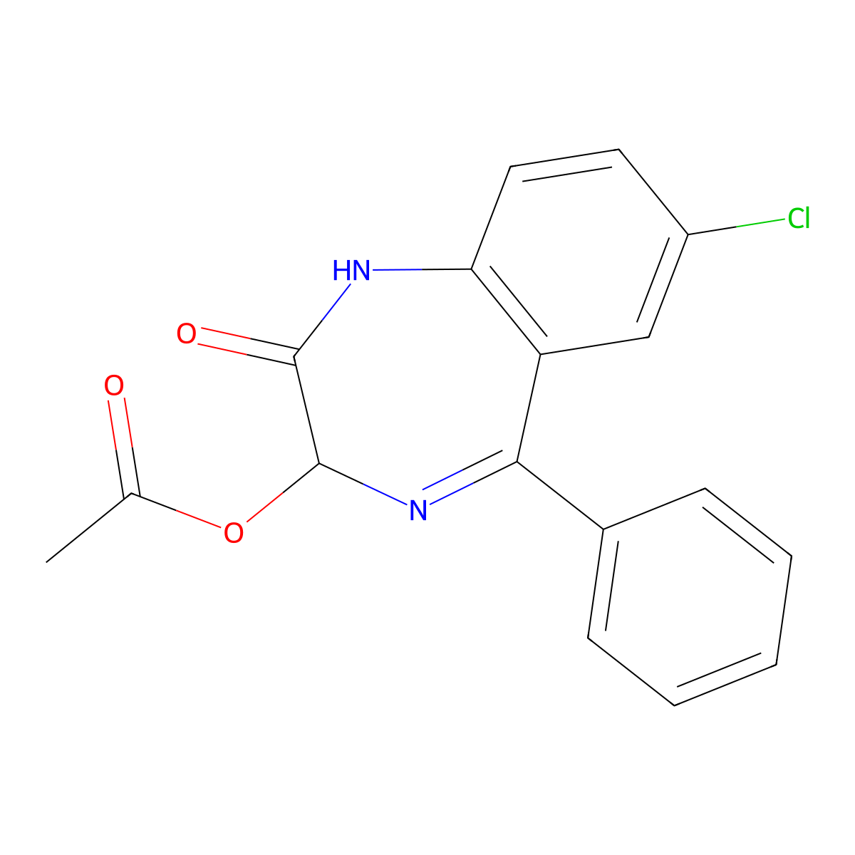 (+-)-Oxazepam acetate molecular structure, CAS 1824-74-4