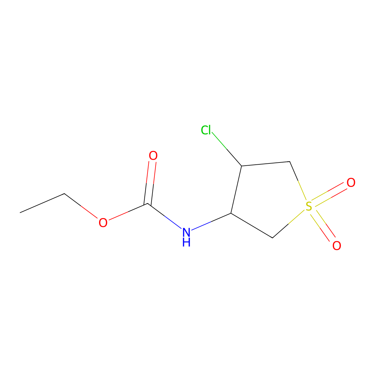 Ethyl 4-chloro-1,1-dioxidotetrahydro-3-thienylcarbamate molecular structure, CAS 18240-45-4