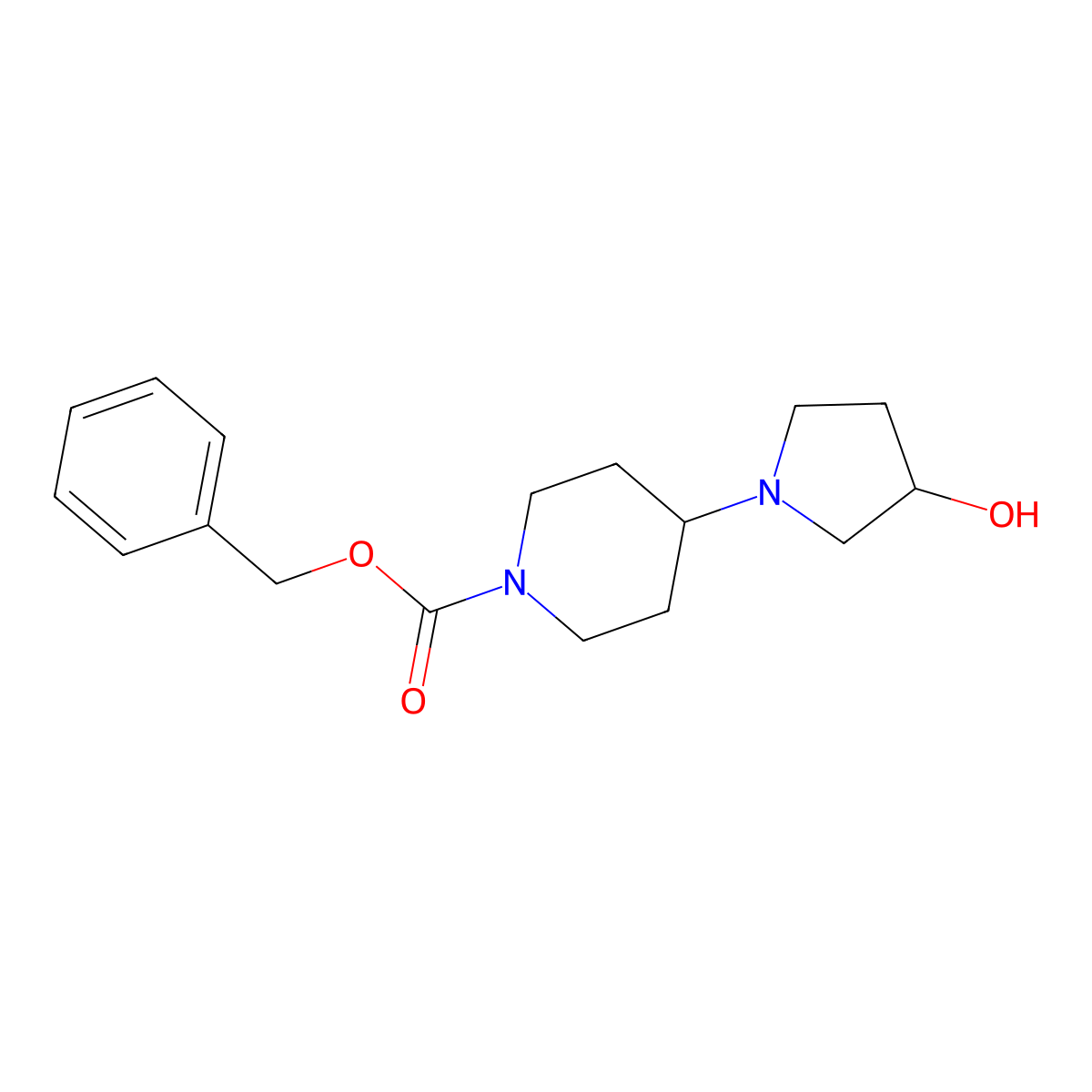 Benzyl 4-(3-hydroxypyrrolidin-1-yl)piperidine-1-carboxylate molecular structure, CAS 1824005-04-0