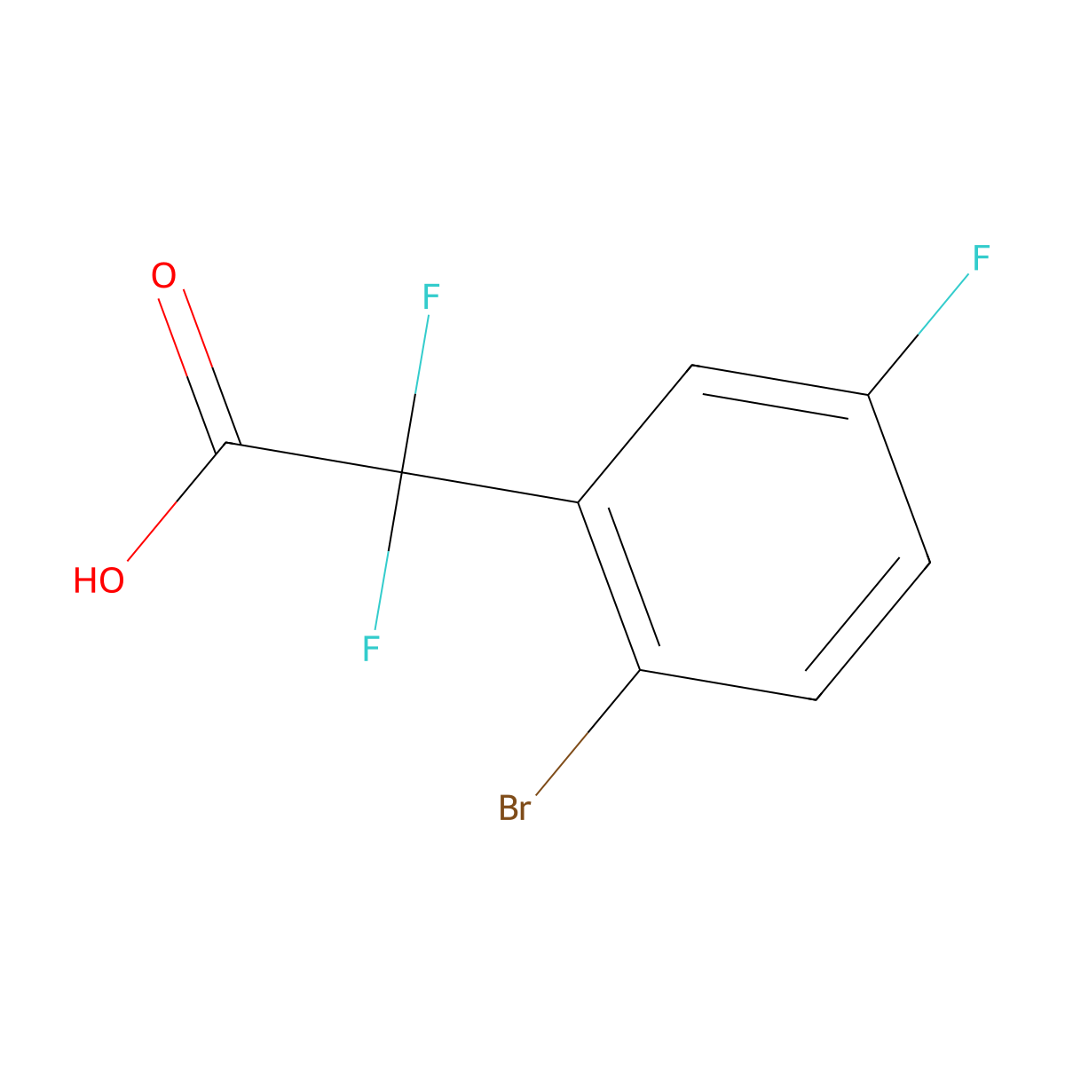 2-(2-Bromo-5-fluorophenyl)-2,2-difluoroacetic acid molecular structure, CAS 1824005-97-1