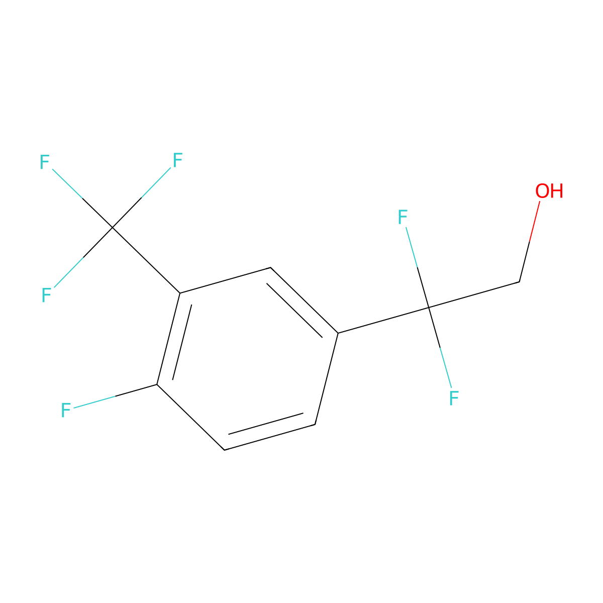 2,2-Difluoro-2-[4-fluoro-3-(trifluoromethyl)phenyl]ethan-1-ol molecular structure, CAS 1824006-71-4