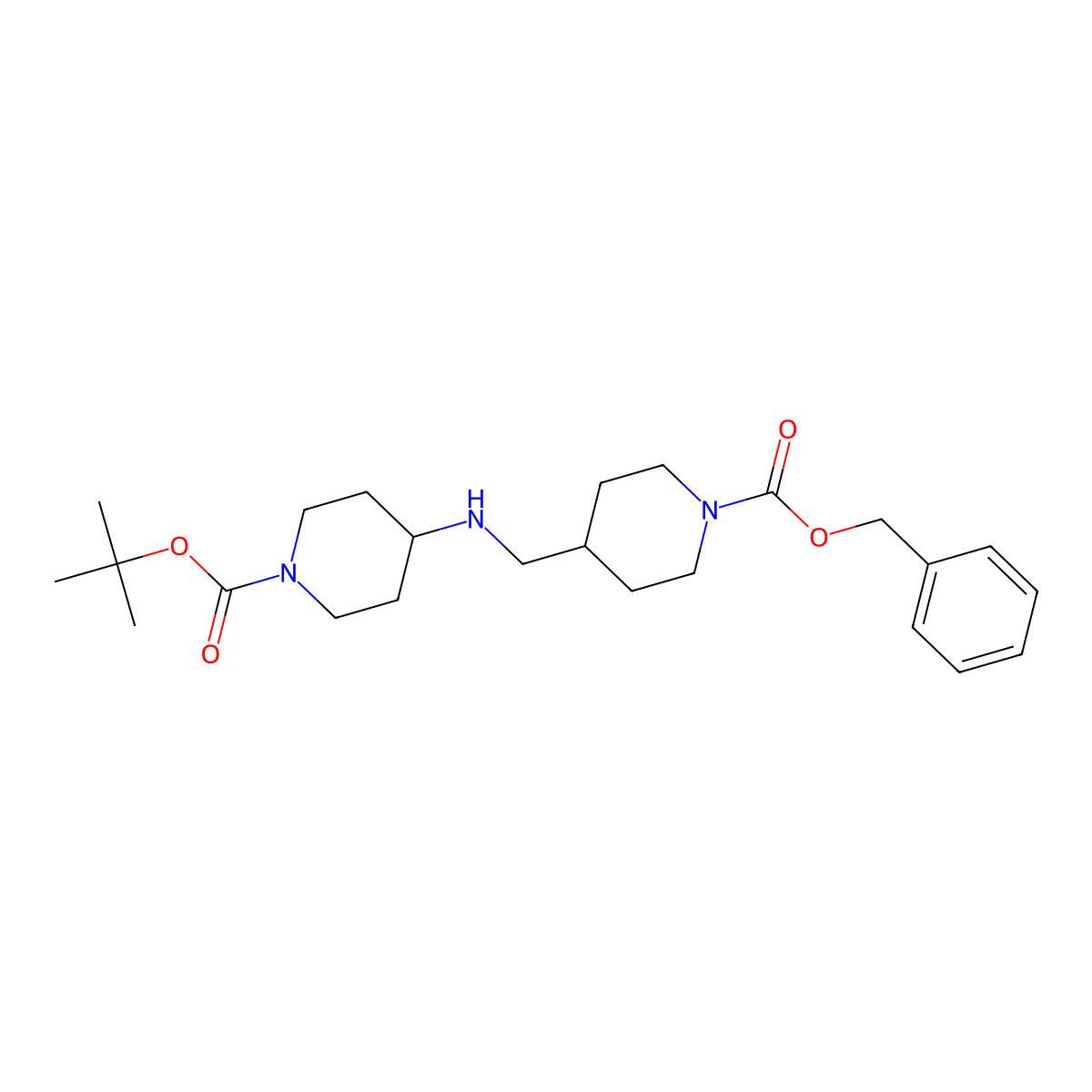 Benzyl 4-(((1-(tert-butoxycarbonyl)piperidin-4-yl)amino)methyl)piperidine-1-carboxylate molecular structure, CAS 1824007-60-4