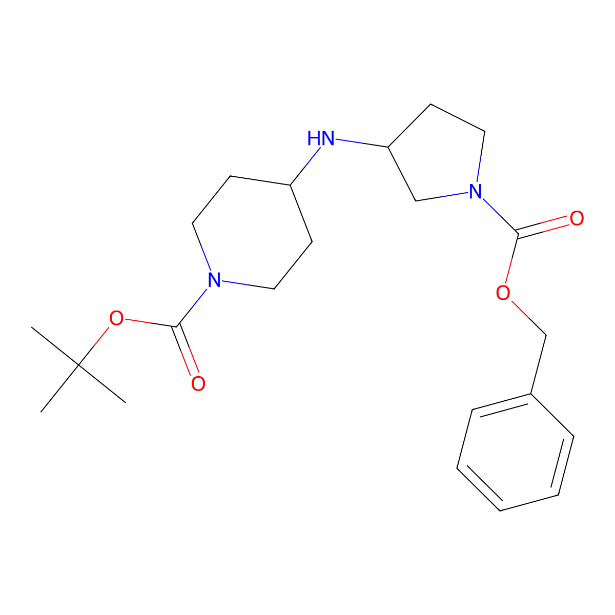 Tert-butyl 4-(1-(benzyloxycarbonyl)pyrrolidin-3-ylamino)piperidine-1-carboxylate molecular structure, CAS 1824008-56-1