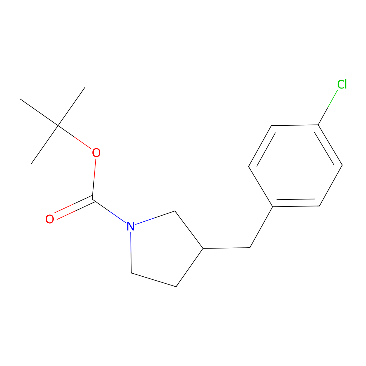 Tert-butyl 3-(4-chlorobenzyl)pyrrolidine-1-carboxylate molecular structure, CAS 1824009-87-1