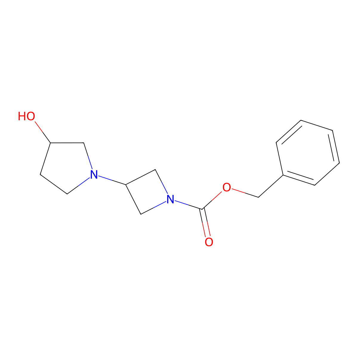 Benzyl 3-(3-hydroxypyrrolidin-1-yl)azetidine-1-carboxylate molecular structure, CAS 1824010-09-4