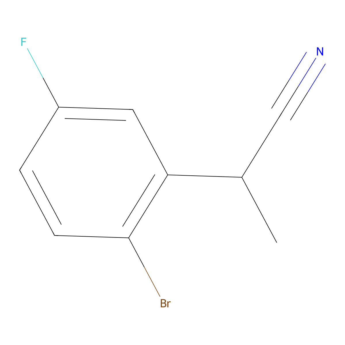 2-(2-Bromo-5-fluorophenyl)propanenitrile molecular structure, CAS 1824010-82-3