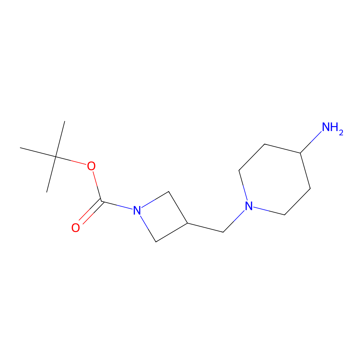 Tert-butyl 3-[(4-aminopiperidin-1-yl)methyl]azetidine-1-carboxylate molecular structure, CAS 1824013-04-8