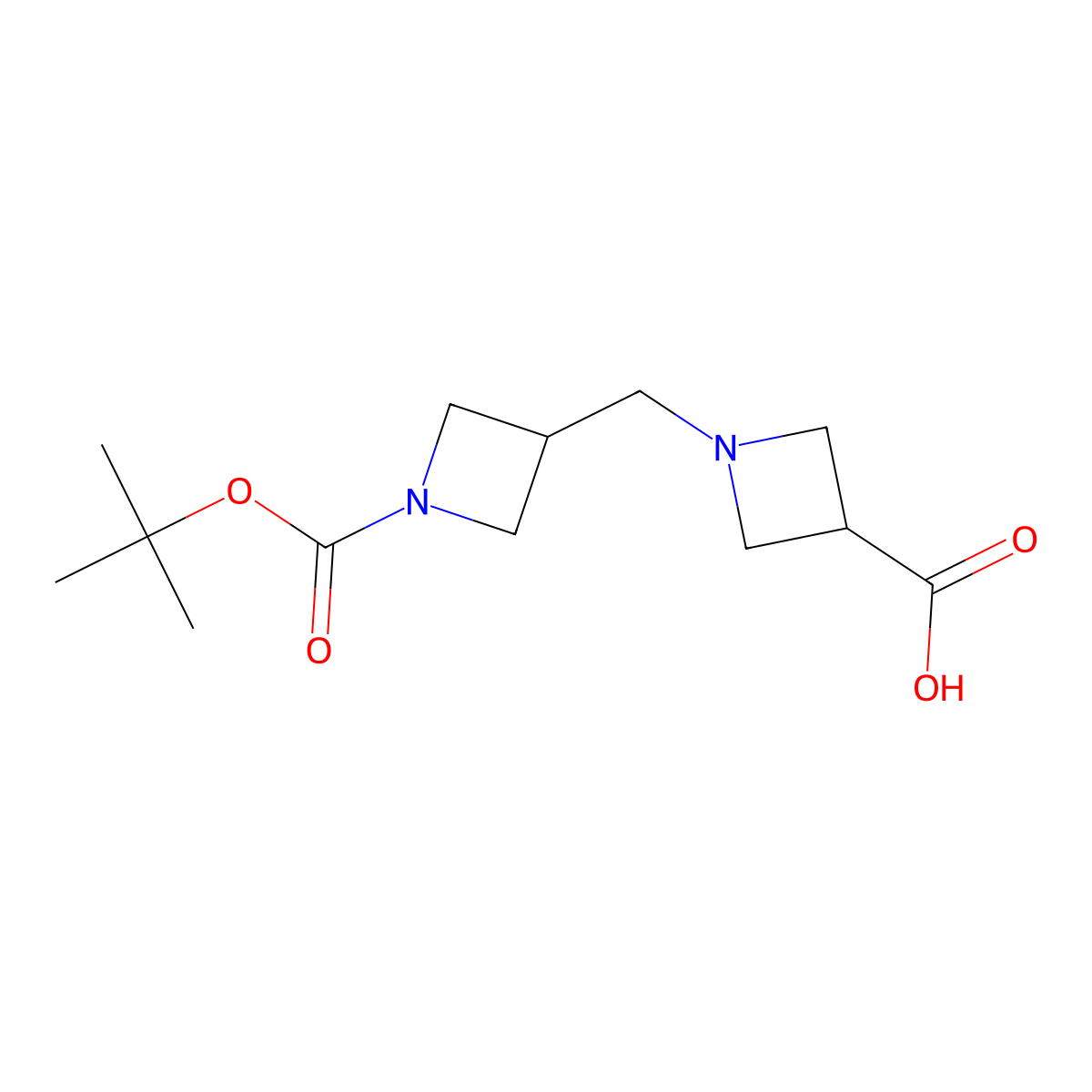 1-({1-[(Tert-butoxy)carbonyl]azetidin-3-yl}methyl)azetidine-3-carboxylic acid molecular structure, CAS 1824013-13-9