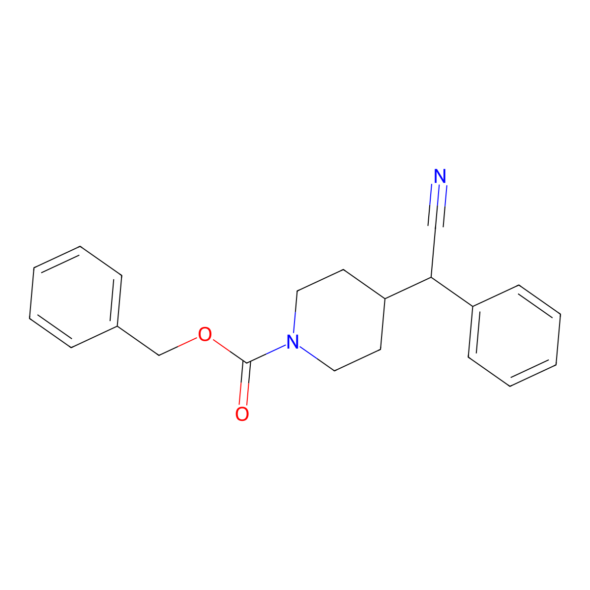 Benzyl 4-[cyano(phenyl)methyl]piperidine-1-carboxylate molecular structure, CAS 1824013-68-4