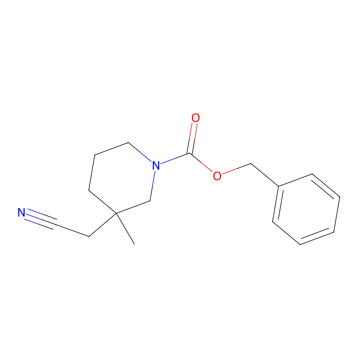 Benzyl 3-(cyanomethyl)-3-methylpiperidine-1-carboxylate molecular structure, CAS 1824013-91-3