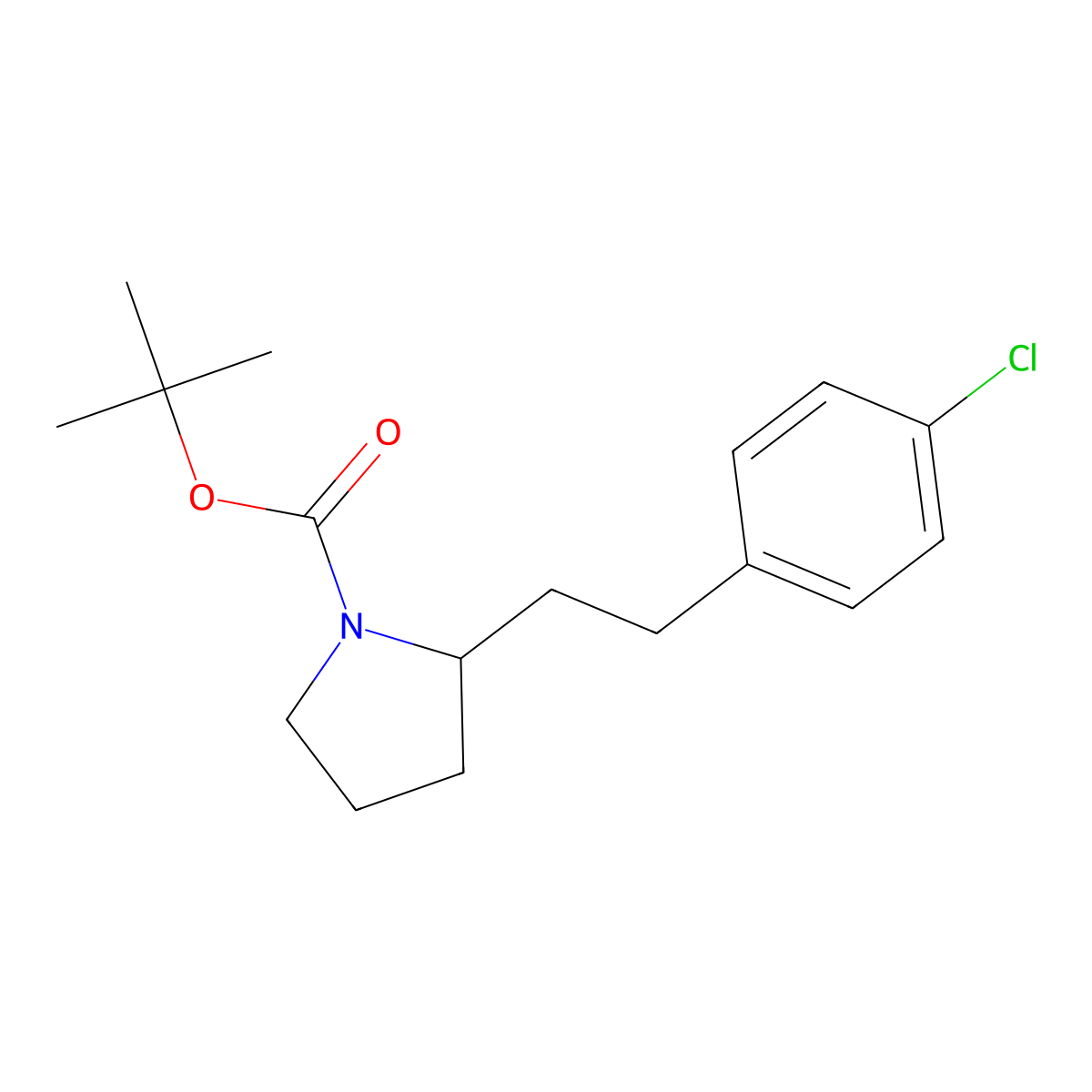 Tert-butyl 2-(4-chlorophenethyl)pyrrolidine-1-carboxylate molecular structure, CAS 1824014-52-9