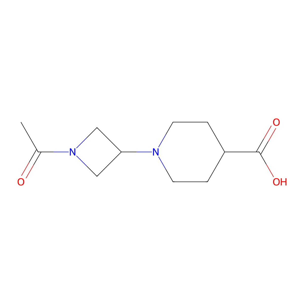 1-(1-Acetylazetidin-3-yl)piperidine-4-carboxylic acid molecular structure, CAS 1824016-09-2