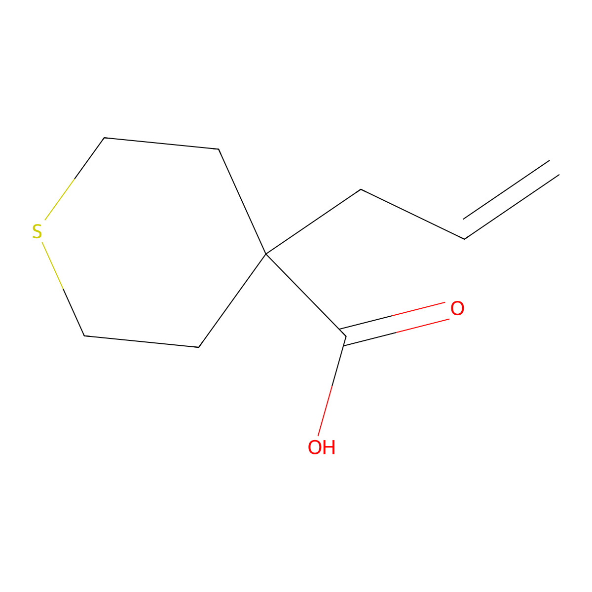 4-(Prop-2-en-1-yl)thiane-4-carboxylic acid molecular structure, CAS 1824016-48-9