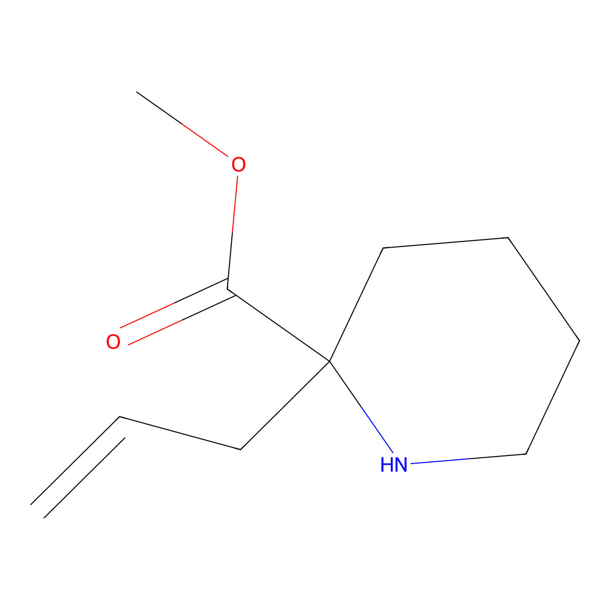 Methyl 2-(prop-2-en-1-yl)piperidine-2-carboxylate molecular structure, CAS 1824016-85-4