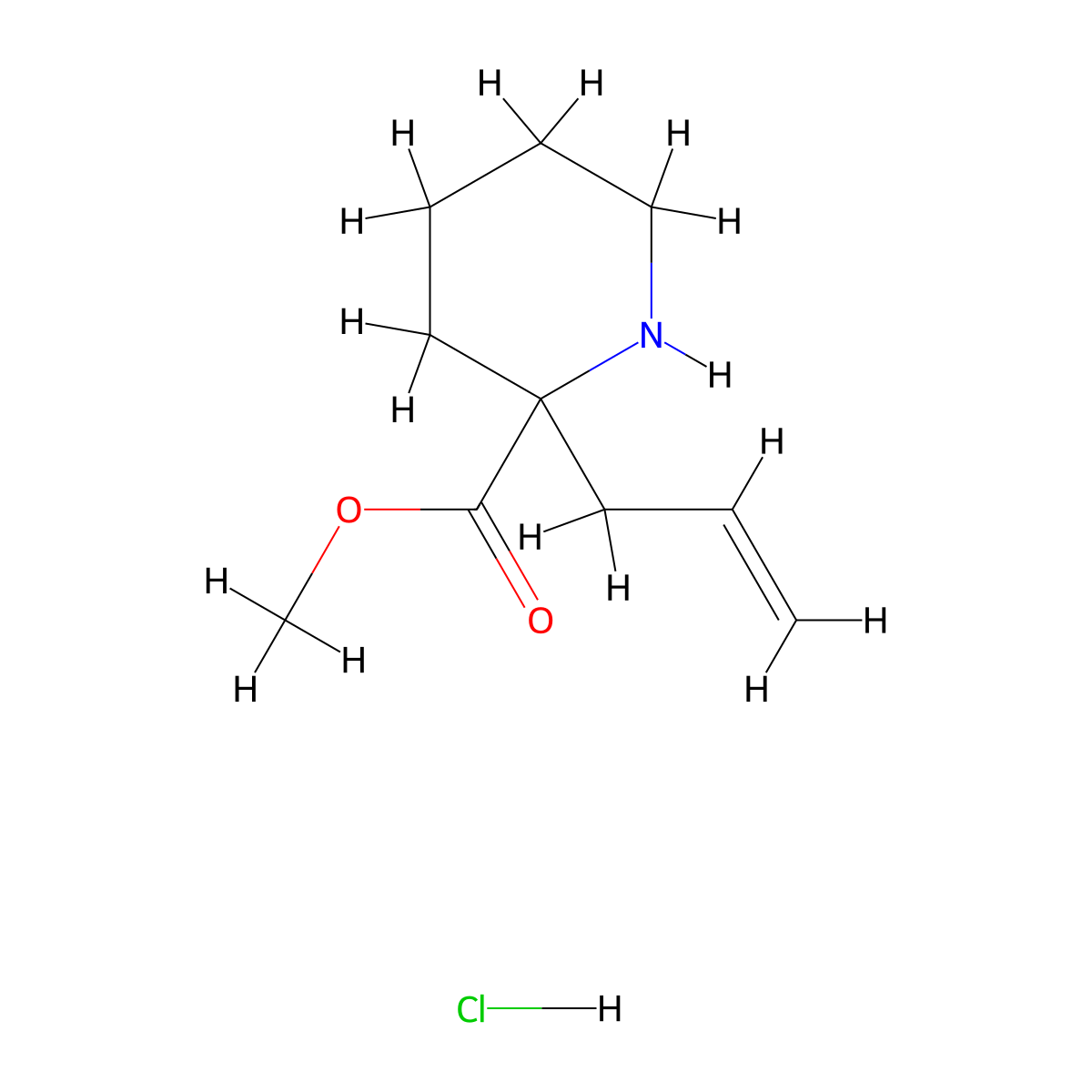 Methyl2-(prop-2-en-1-yl)piperidine-2-carboxylatehydrochloride molecular structure, CAS 1824016-86-5