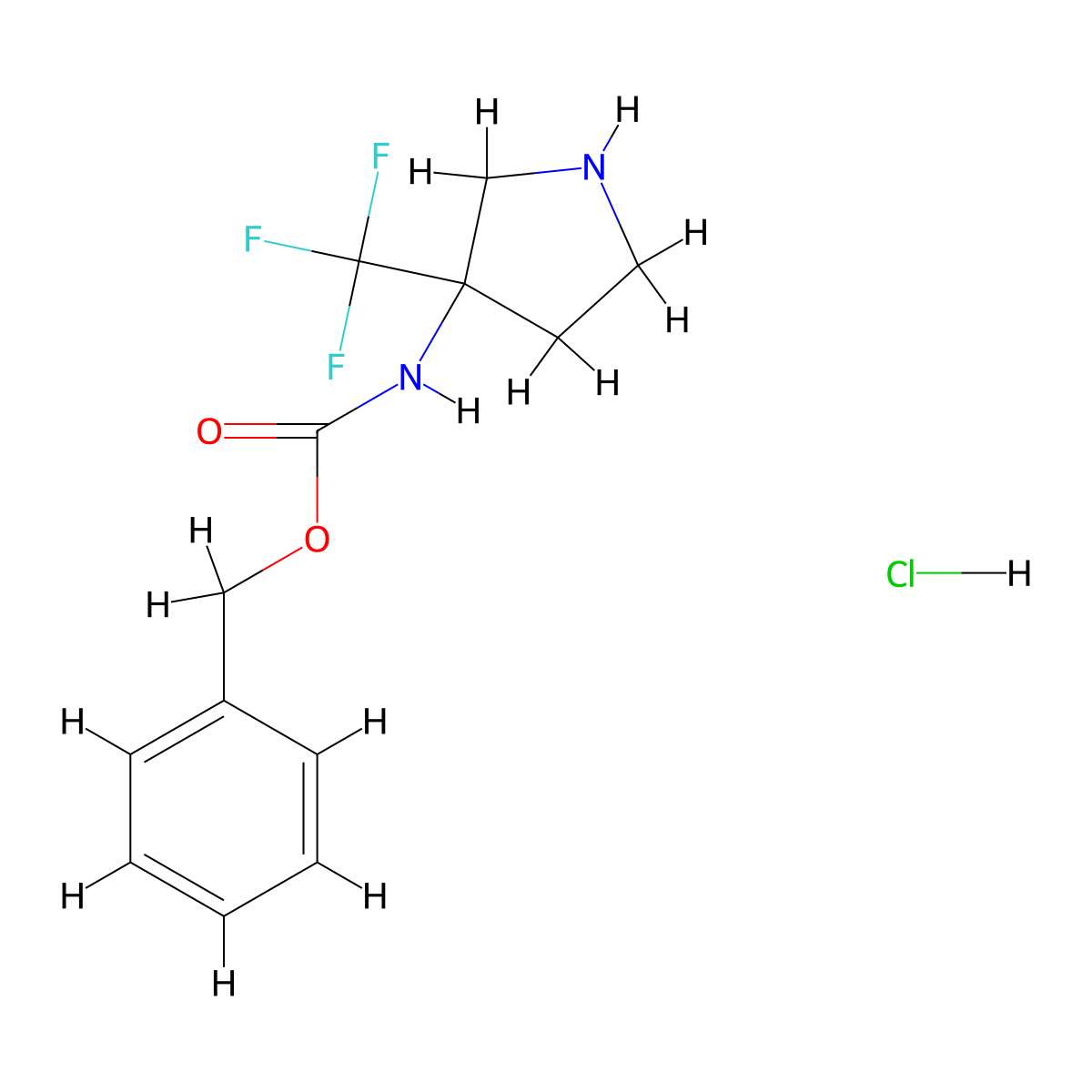 Benzyl (3-(trifluoromethyl)pyrrolidin-3-yl)carbamate hydrochloride molecular structure, CAS 1824018-19-0