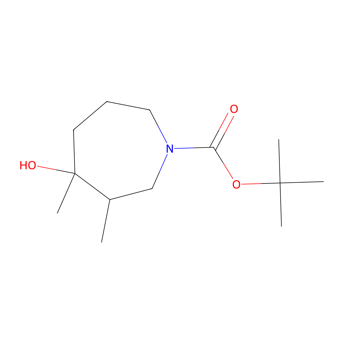tert-Butyl 4-hydroxy-3,4-dimethylazepane-1-carboxylate molecular structure, CAS 1824018-27-0