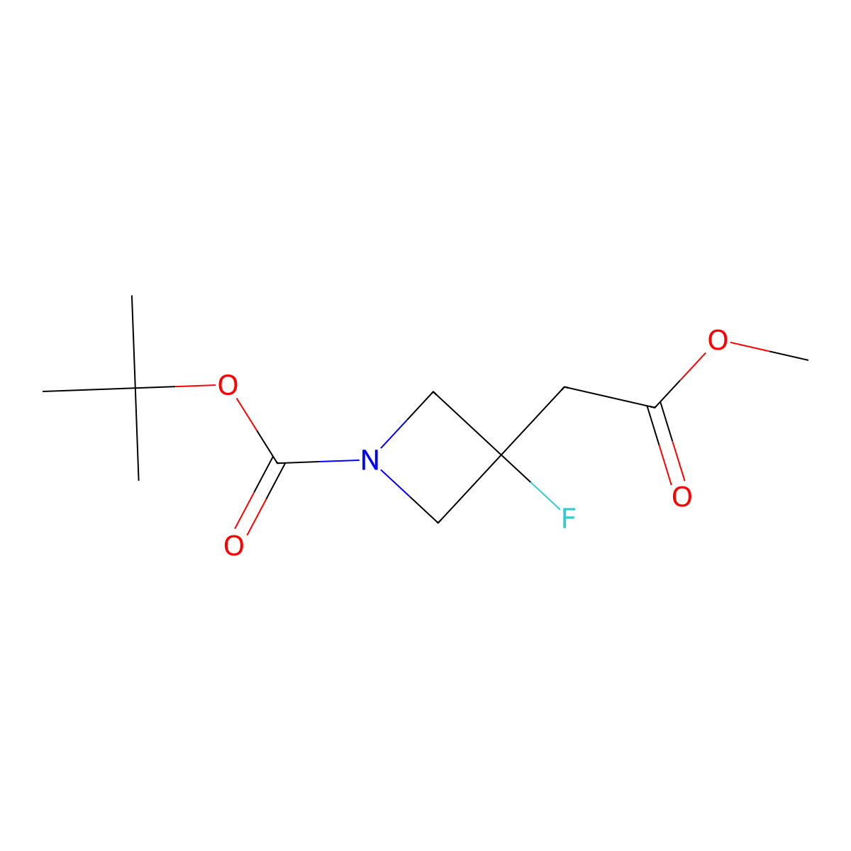tert-Butyl 3-fluoro-3-(2-methoxy-2-oxoethyl)azetidine-1-carboxylate molecular structure, CAS 1824020-11-2