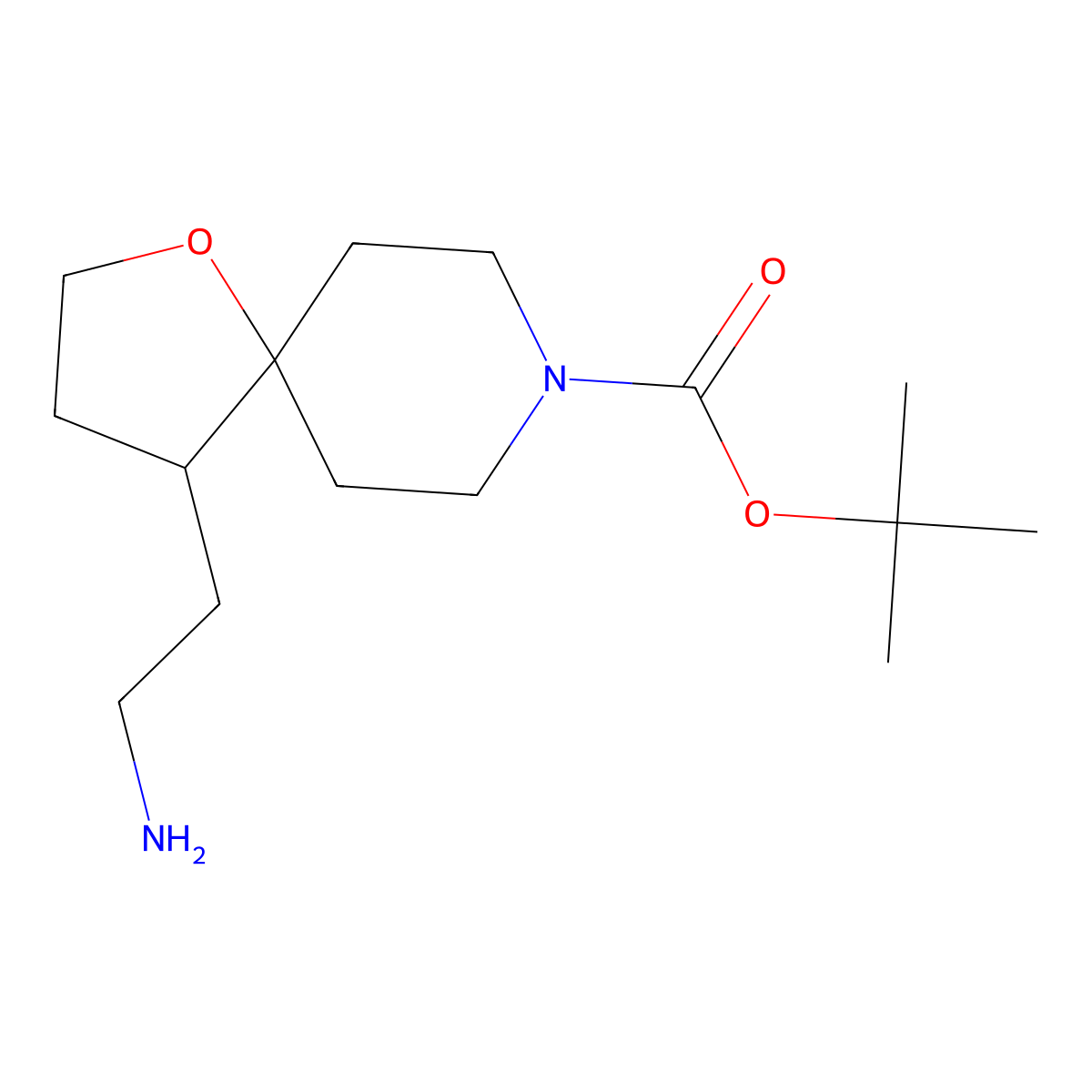 tert-Butyl 4-(2-aminoethyl)-1-oxa-8-azaspiro[4.5]decane-8-carboxylate molecular structure, CAS 1824023-57-5