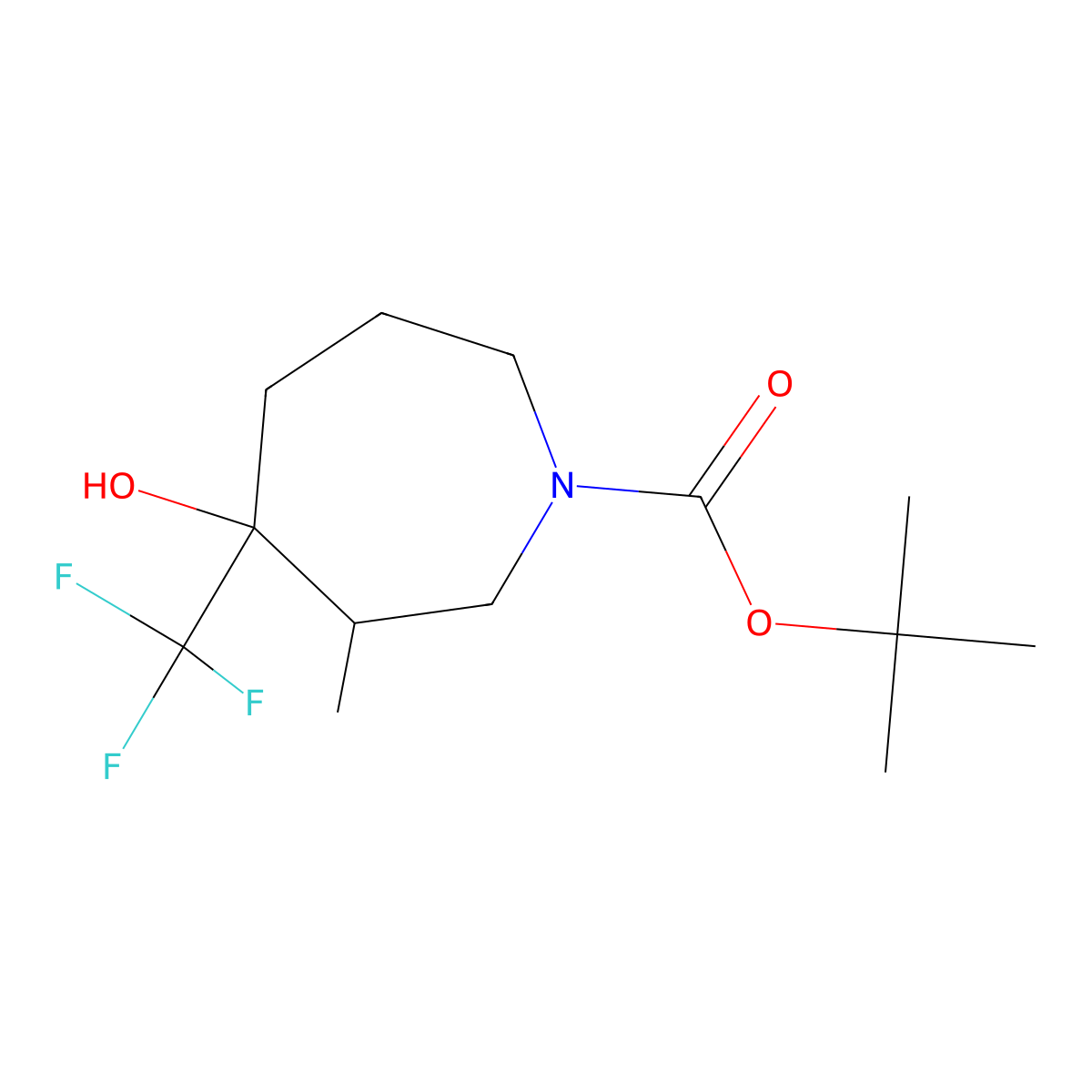 tert-Butyl 4-hydroxy-3-methyl-4-(trifluoromethyl)azepane-1-carboxylate molecular structure, CAS 1824023-76-8