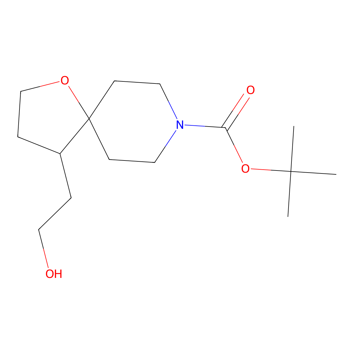 tert-Butyl 4-(2-hydroxyethyl)-1-oxa-8-azaspiro[4.5]decane-8-carboxylate molecular structure, CAS 1824023-95-1
