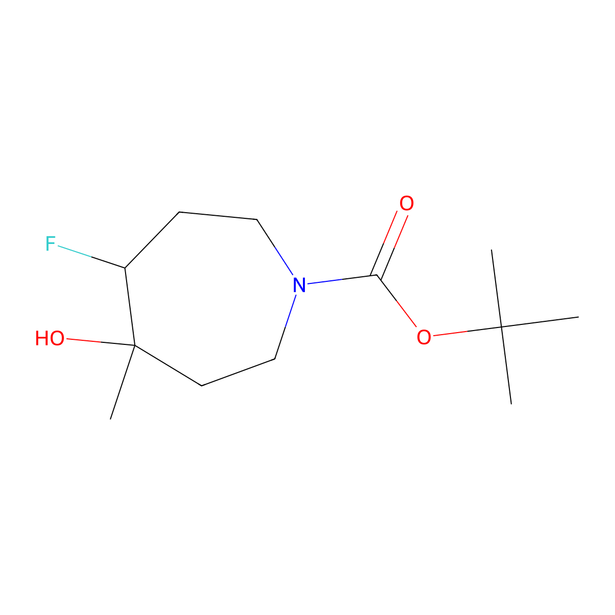 tert-Butyl 5-fluoro-4-hydroxy-4-methylazepane-1-carboxylate molecular structure, CAS 1824024-04-5